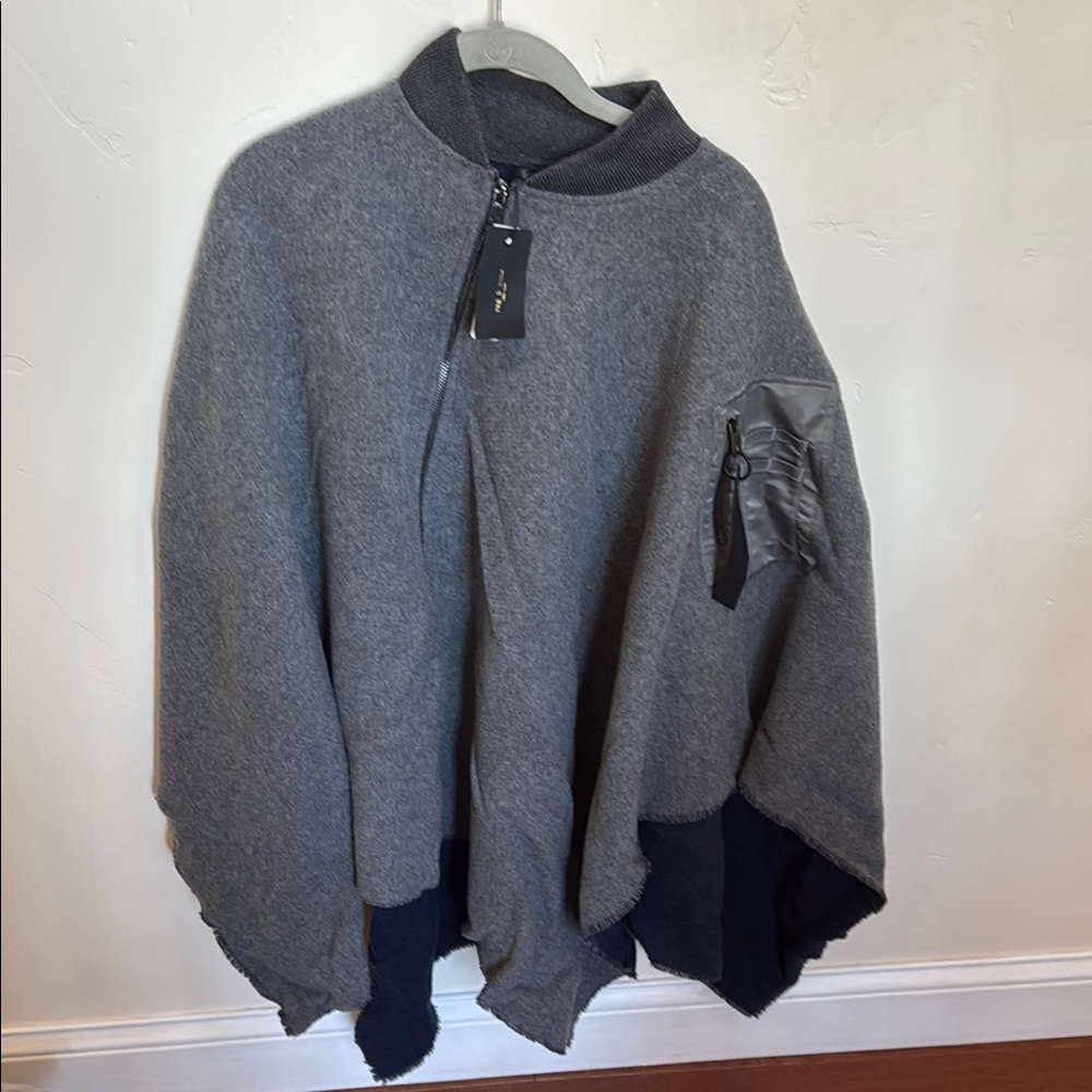 Rag and Bone Gray and Navy Bomber Poncho